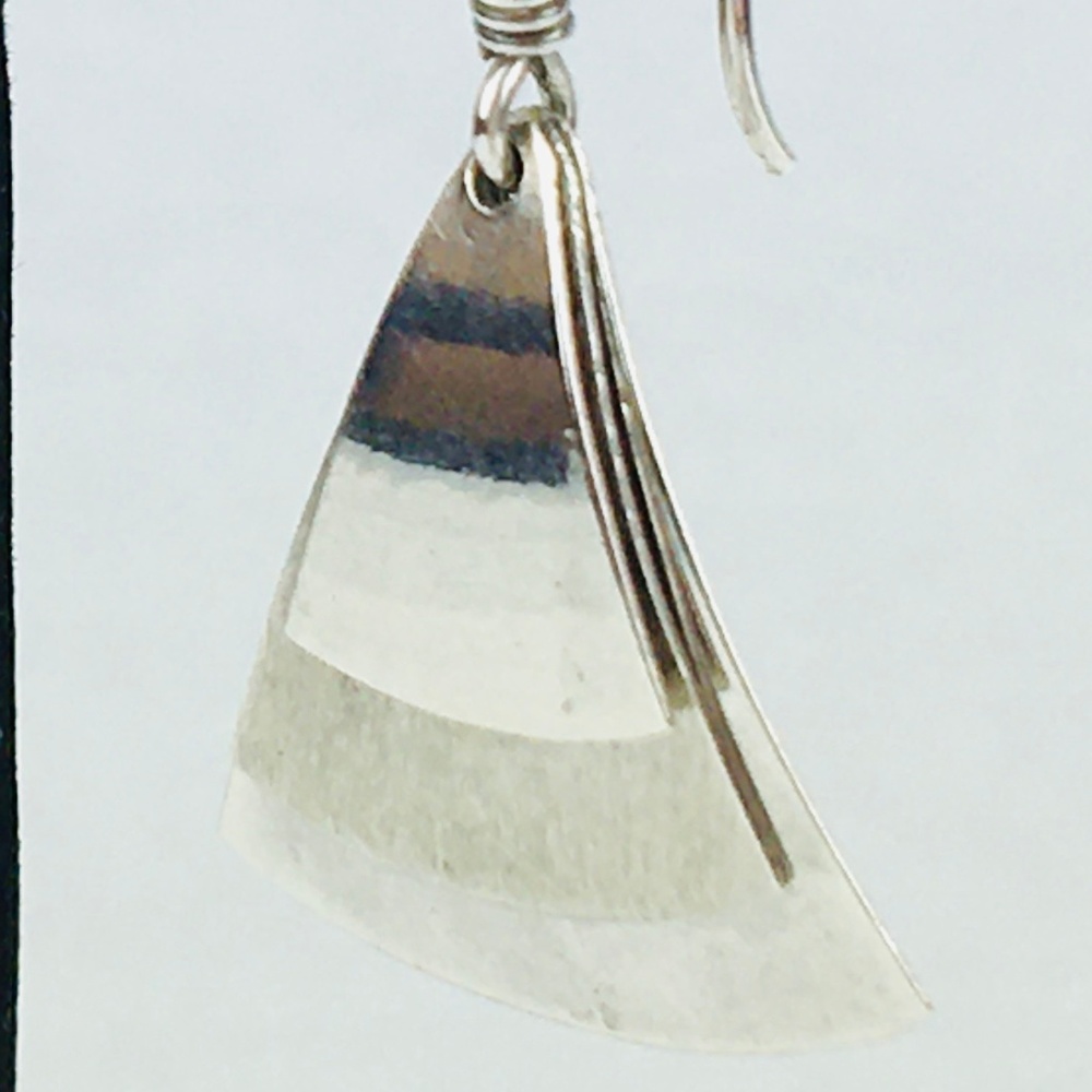 Textured Sterling Silver Layered Dangle Earrings - Picture 4 of 6